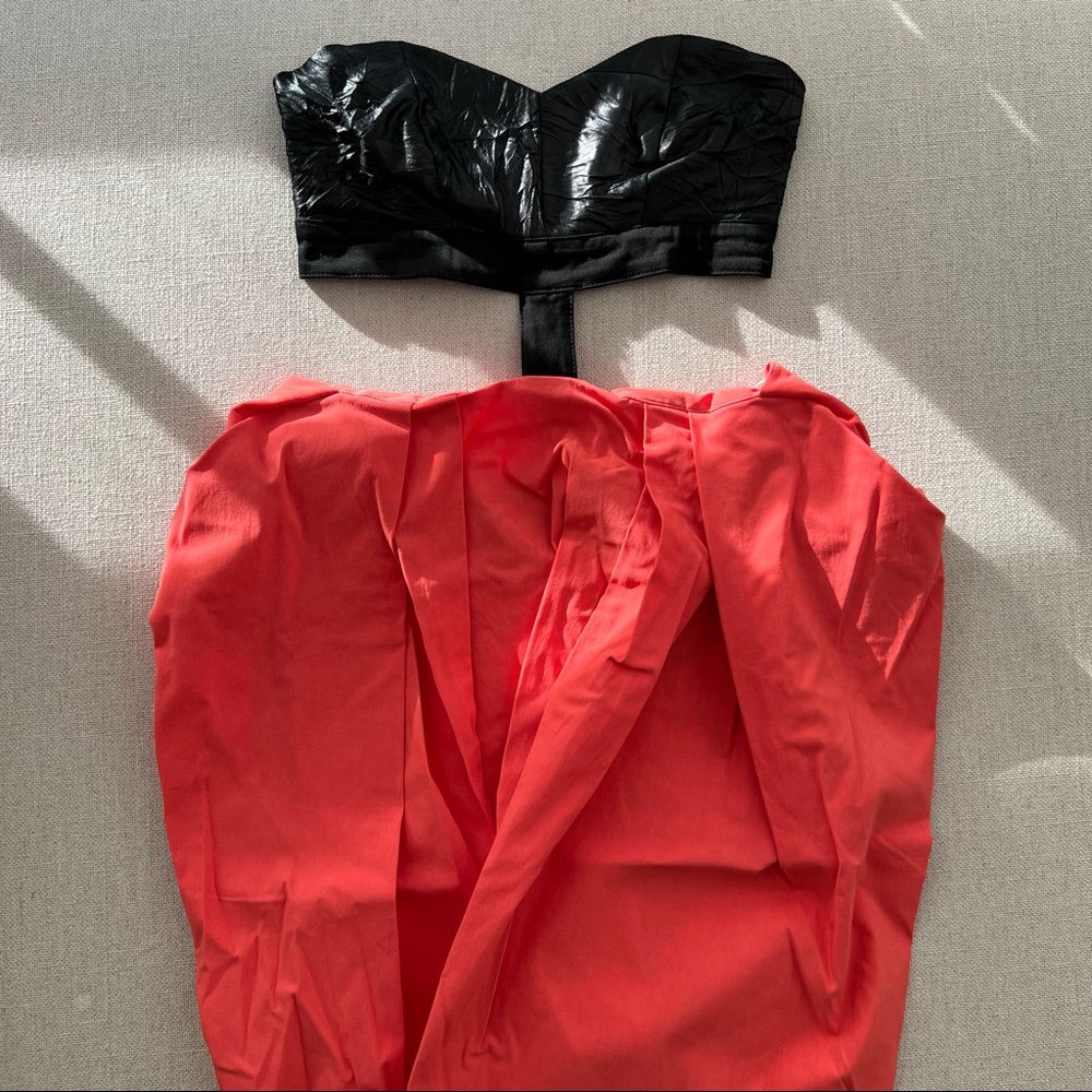 AQ/AQ • Black Bandeau Salmon Pink Tulip Skirt Dress